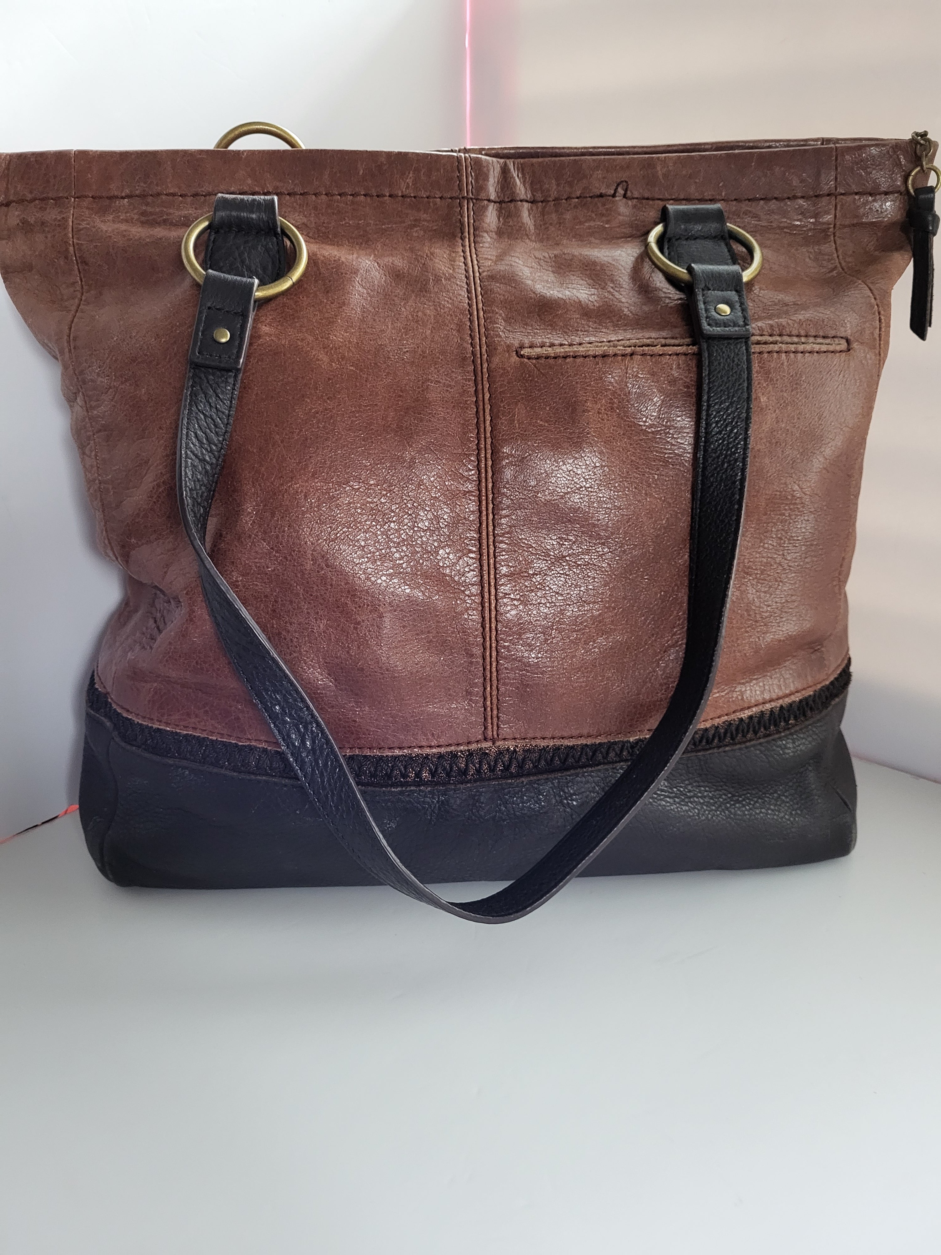 The Sak Two Tone Brown Leather Tote Bag