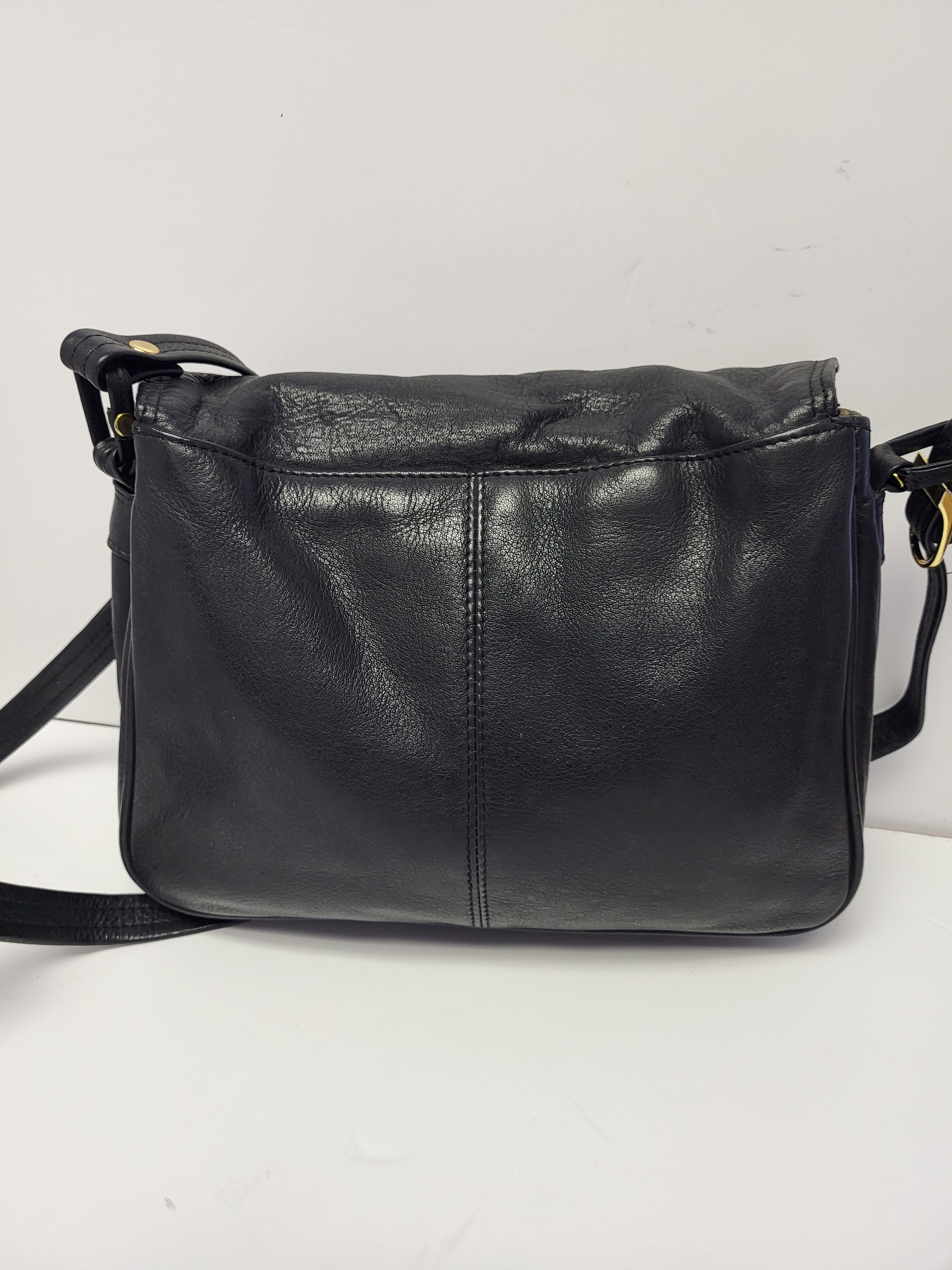 La Strada Black Leather Shoulder/Crossbody Bag