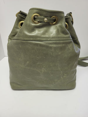 Maggy Fifty Five Waxed Leather Drawstring Bucket Bag