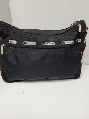 LeSportsac Black/Multicolored Nylon Shoulder/Crossbody Bag