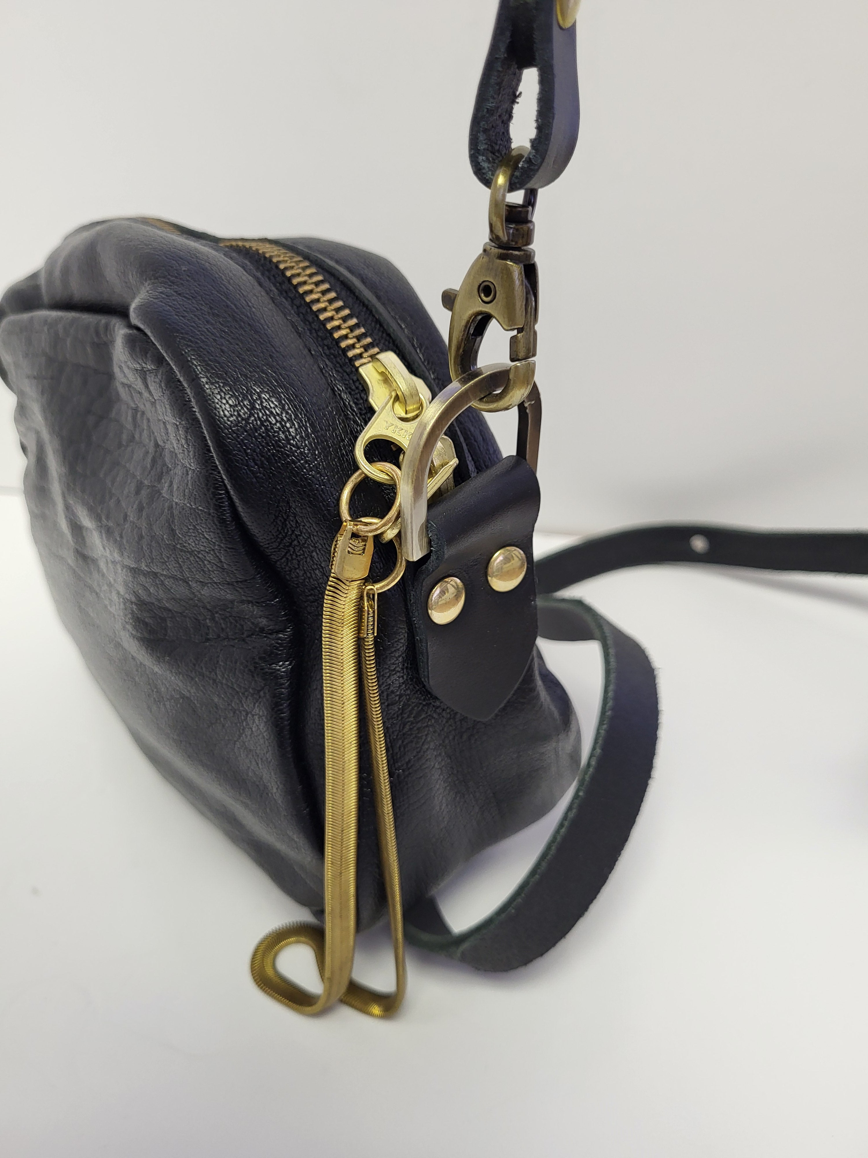 Beautiful Black Leather Bag by Designer Veinage