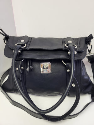 I Medici Soft Italian Black Leather Top Handle/Shoulder/Crossbody Bag