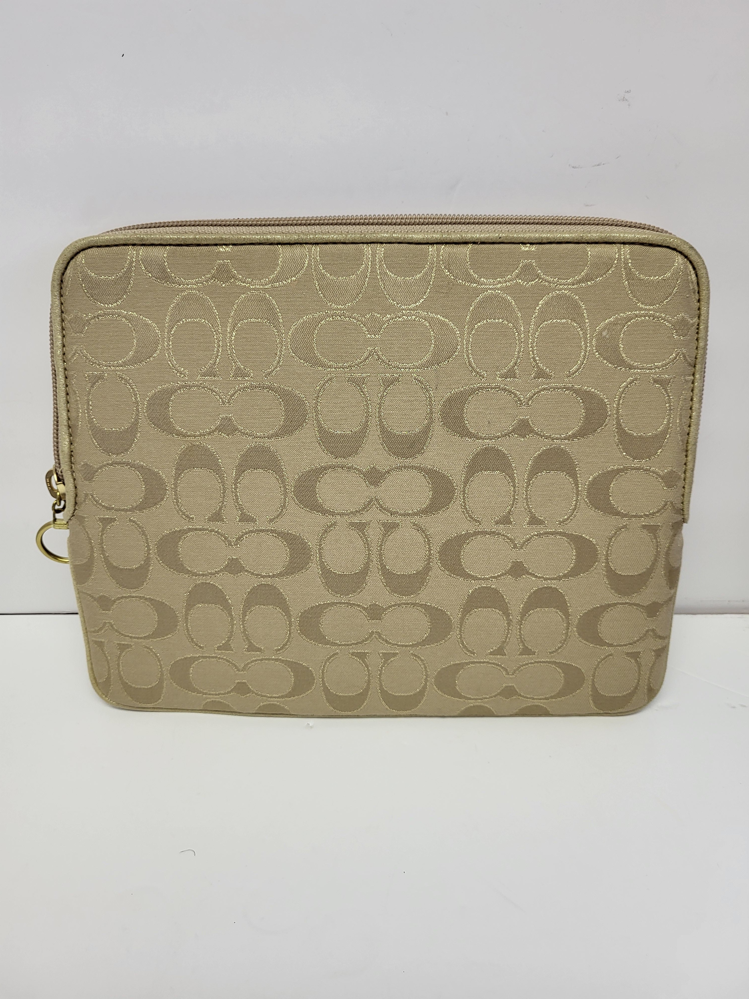 Coach Poppy Beige and gold thread Jacquard Tablet Case.