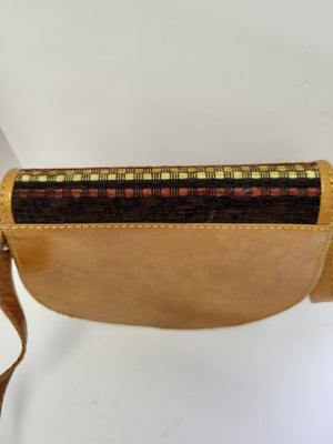 Boho Leather and Fabric Saddle Style Bag