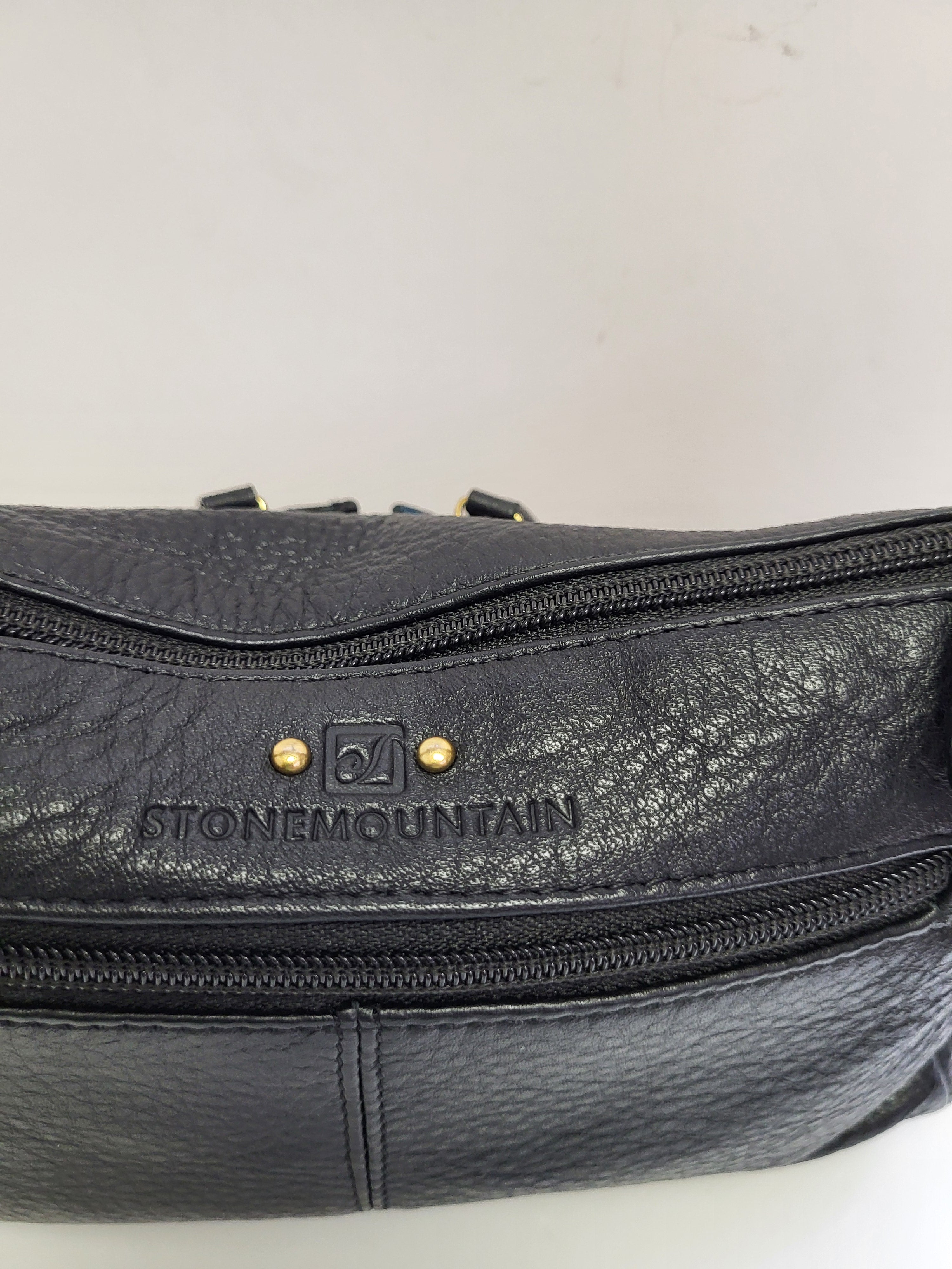 Stone Mountain Black Leather Short Shoulder Bag