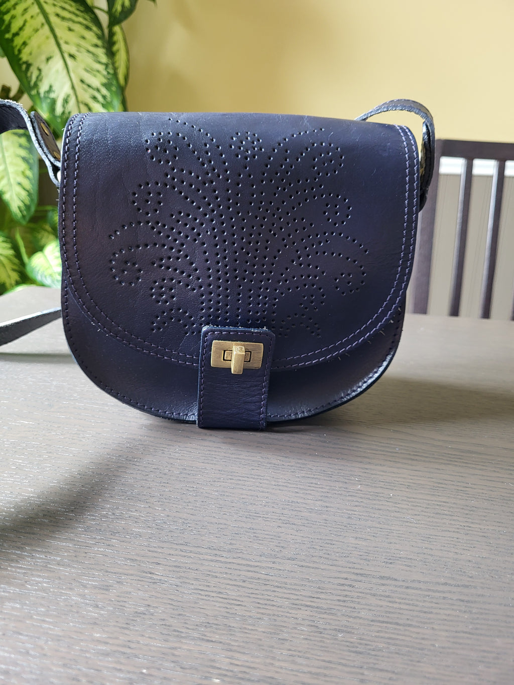 Zara Blue Leather Shoulder/Crossbody Bag