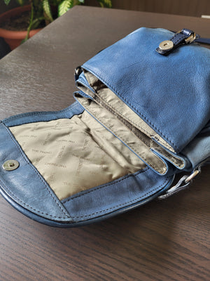 The Trend Blue Leather Shoulder/Crossbody Bag