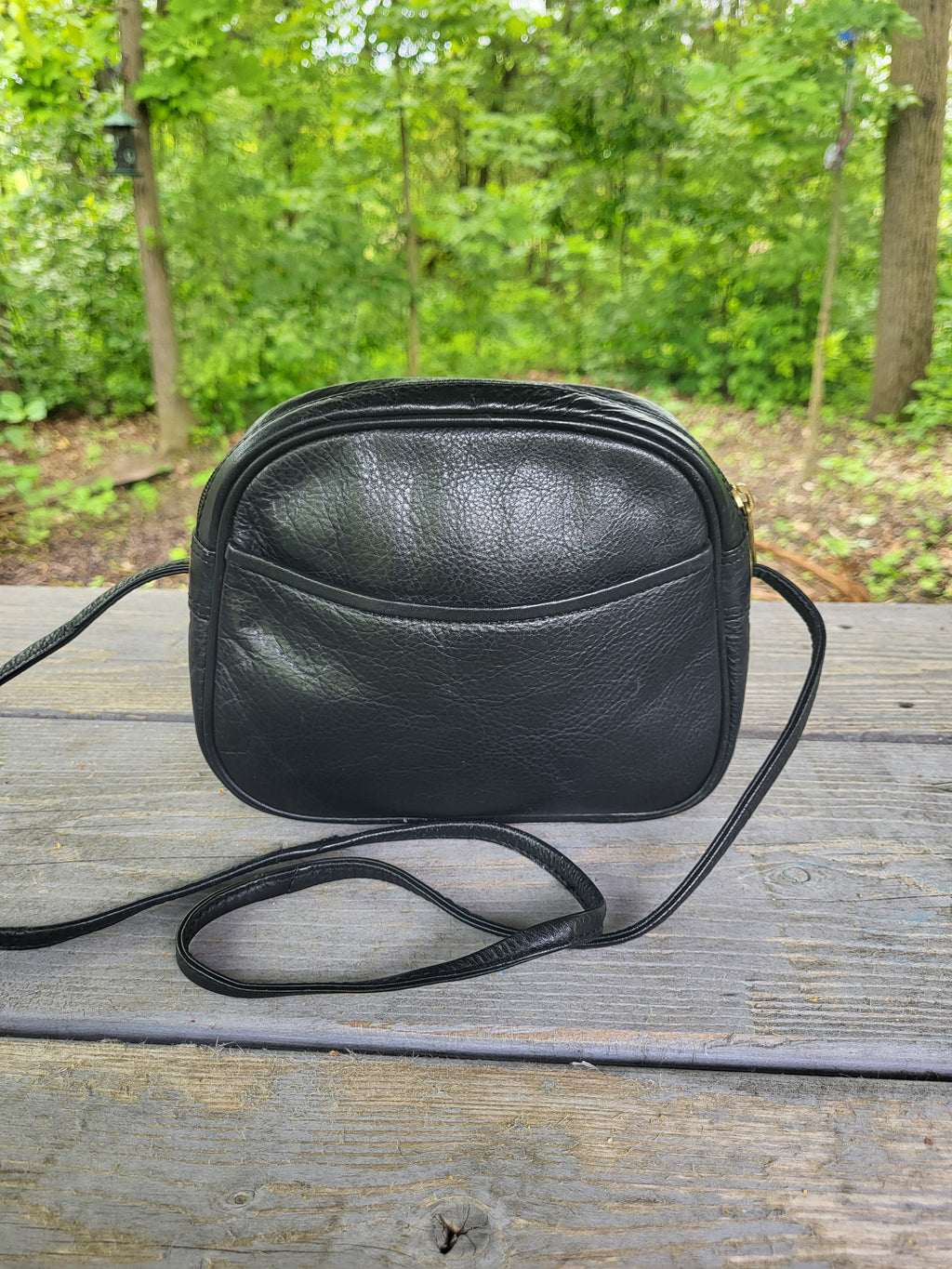 Vintage Black Leather Shoulder /Crossbody Bag
