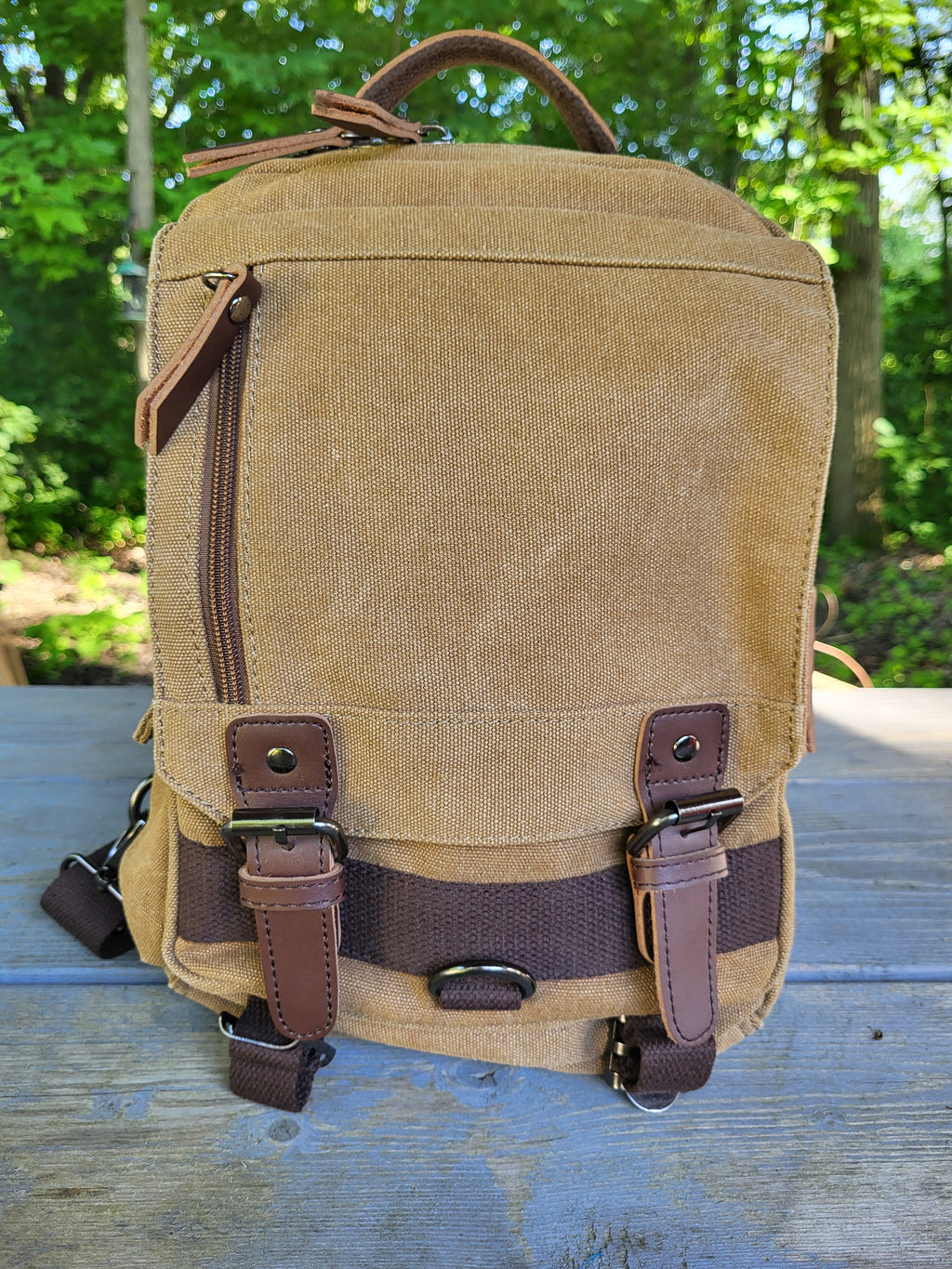 Heavy Canvas and Leather Sling Bag