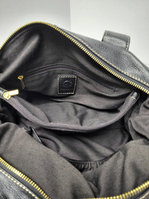 Celsius Black Leather Shoulder Bag