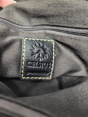 Celsius Black Leather Shoulder Bag