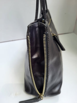 Derek Alexander Black Leather Top Handle/Shoulder Bag