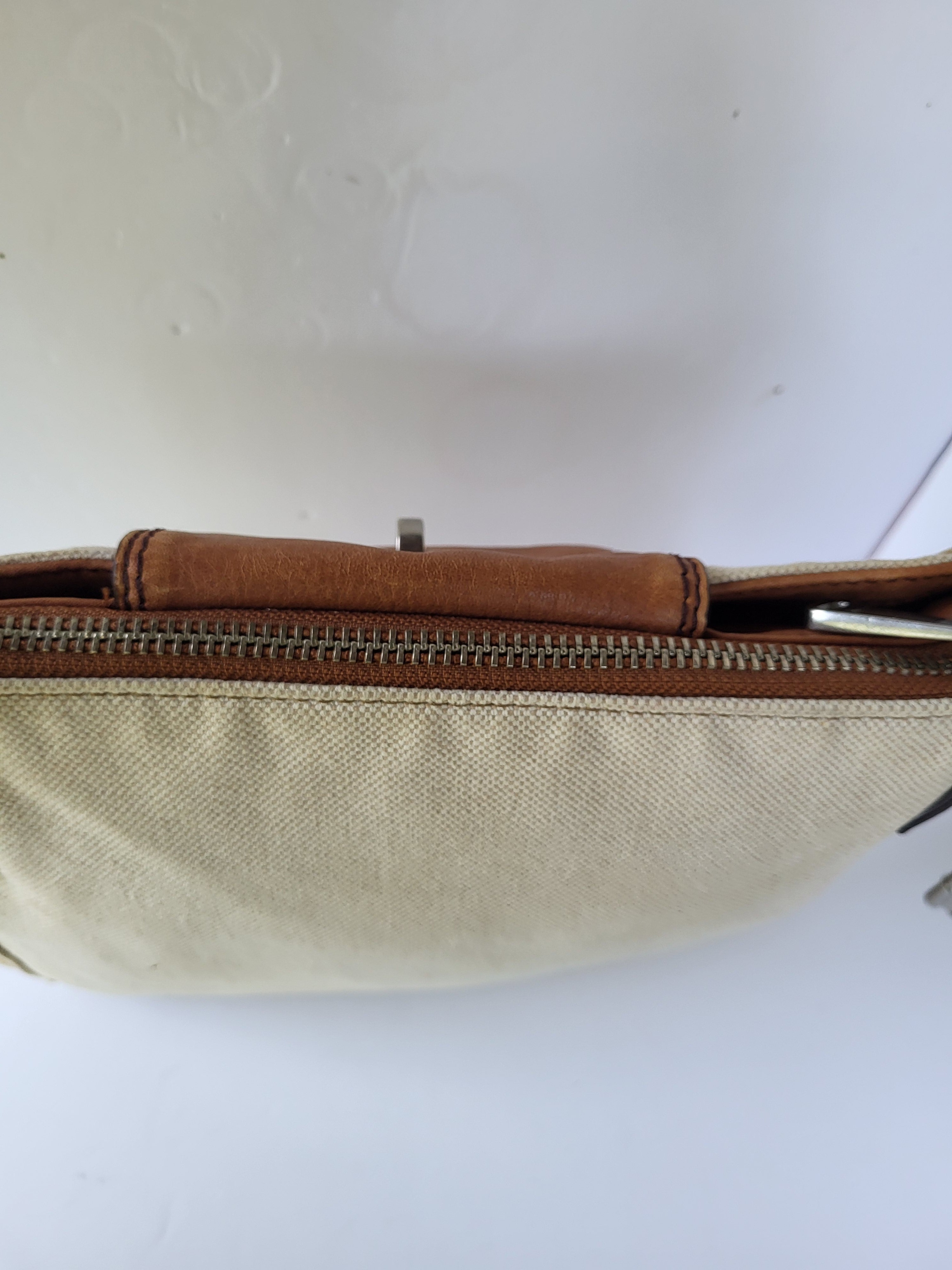 Fossil Leather and Canvas Shoulder/Crossbody Bag