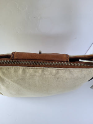 Fossil Leather and Canvas Shoulder/Crossbody Bag