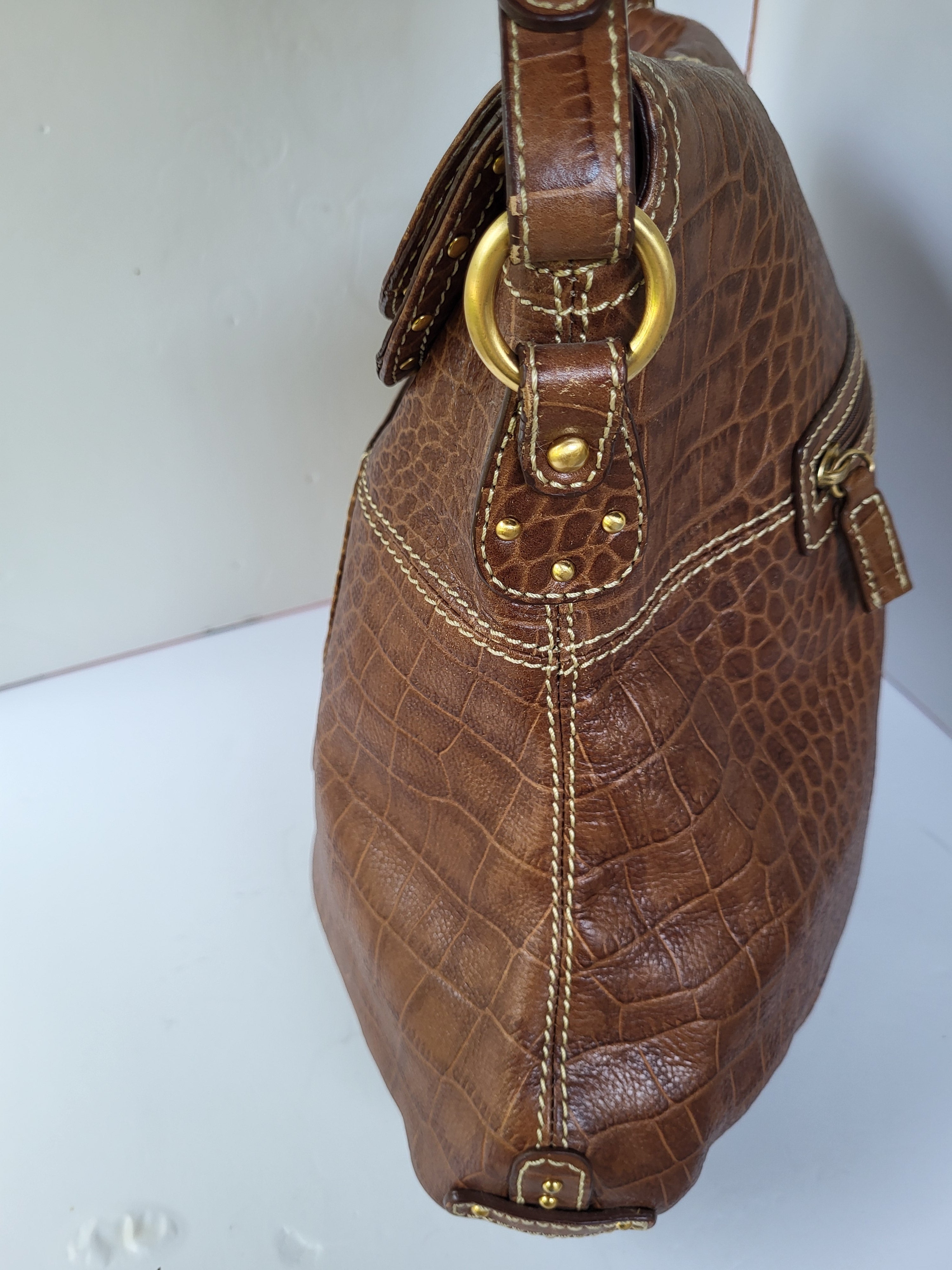 Max New York MockCroc Leather Shoulder Bag