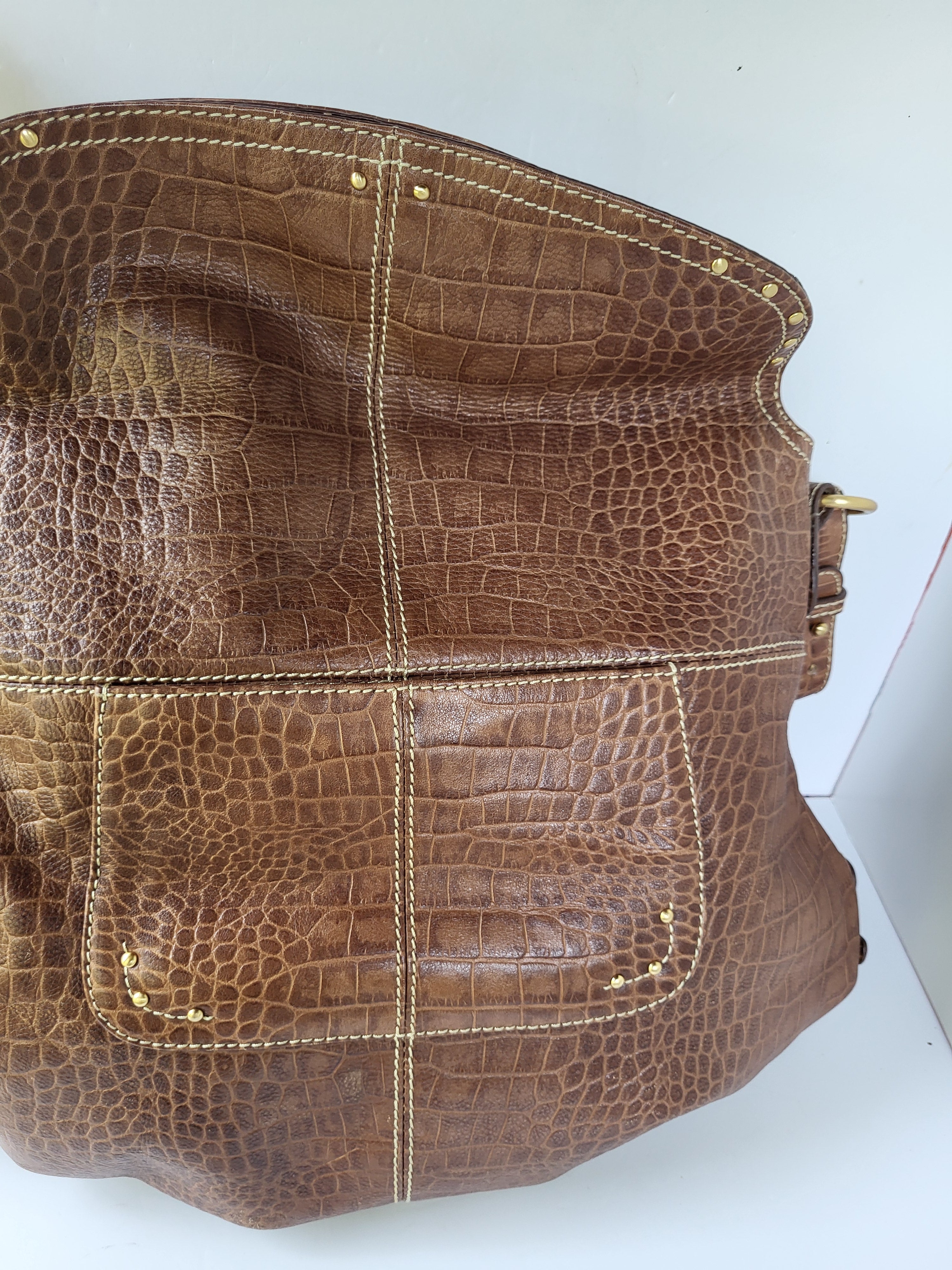 Max New York MockCroc Leather Shoulder Bag