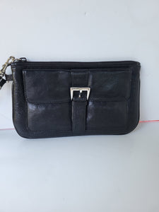 Black Leather Mundi Wristlet