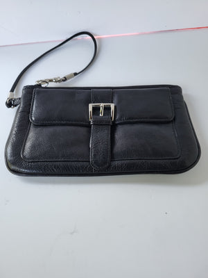 Black Leather Mundi Wristlet