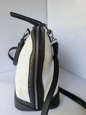 Danier Leather Black and White Top Handle/Shoulder Bag