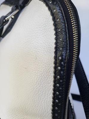 Danier Leather Black and White Top Handle/Shoulder Bag