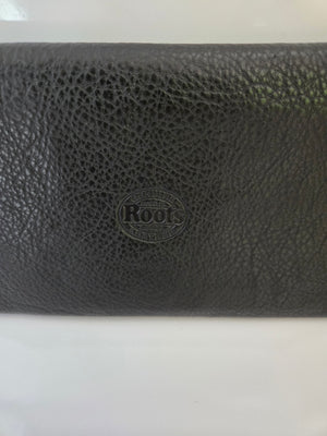 Roots Canada Black and Tan Leather Tri Fold Wallet