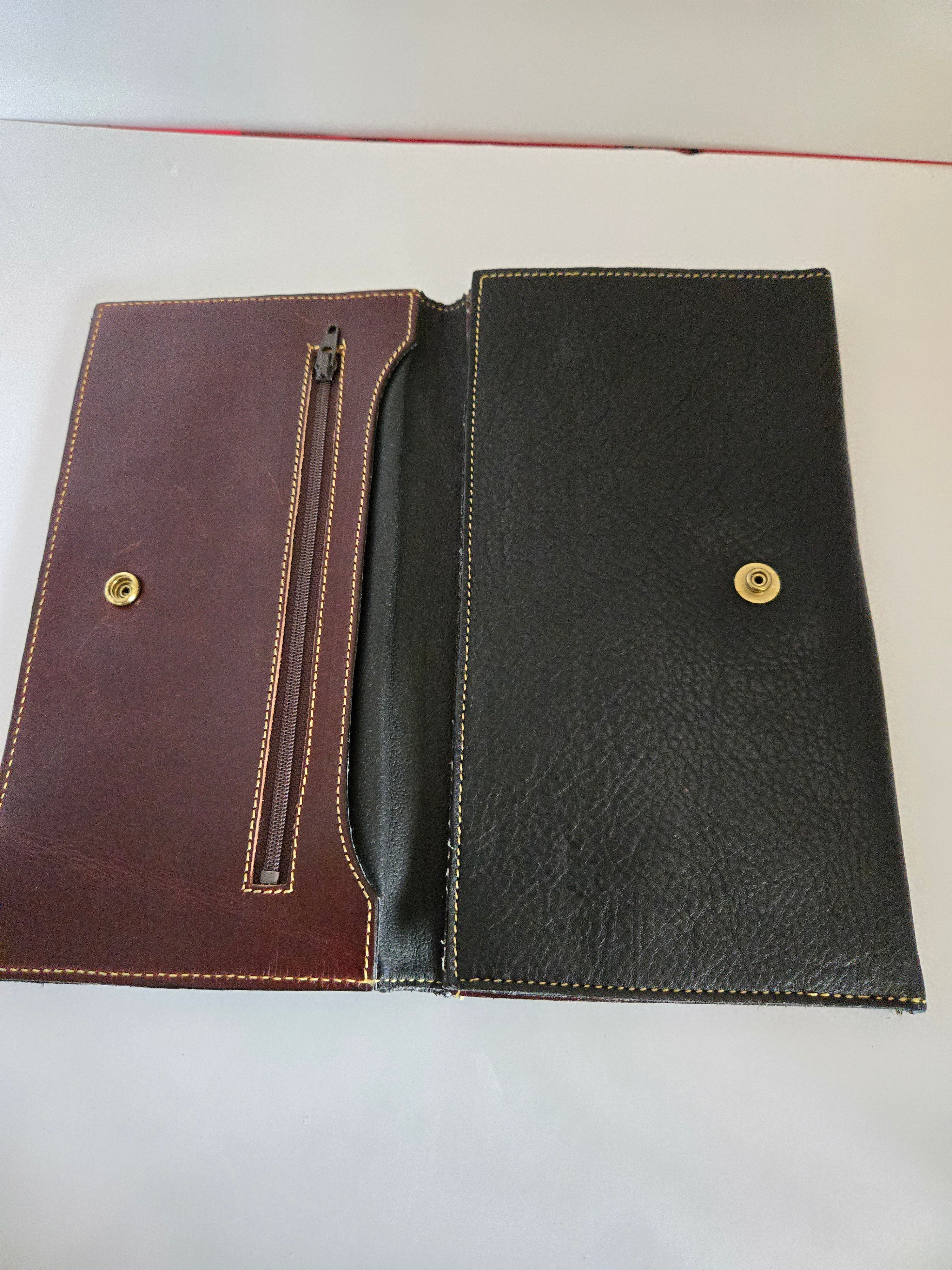 Roots Canada Black and Tan Leather Tri Fold Wallet