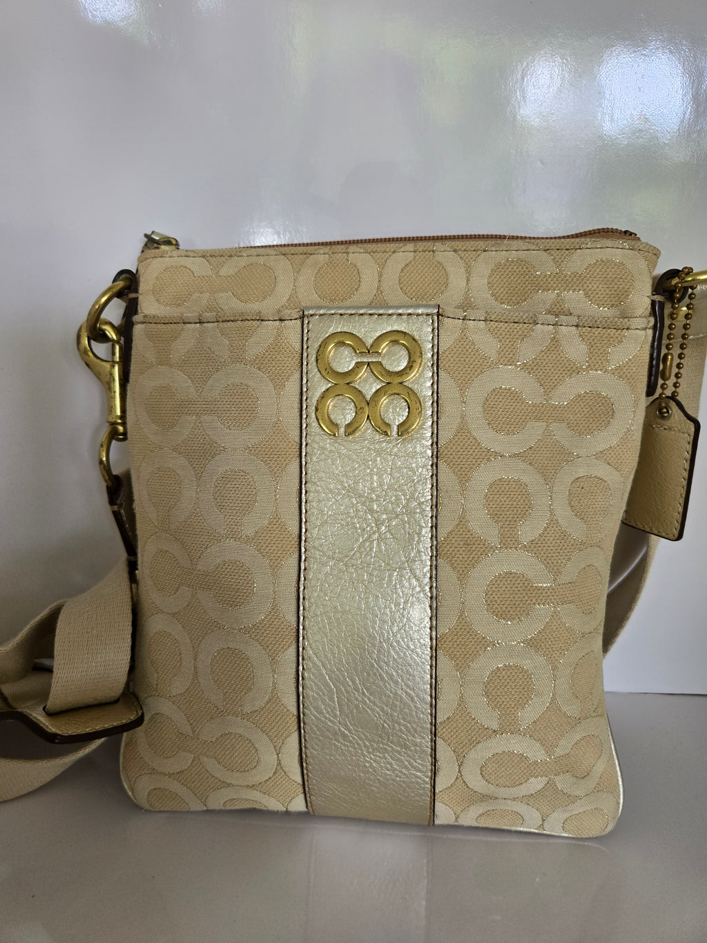 Coach Jacquard and Leather Side Bag