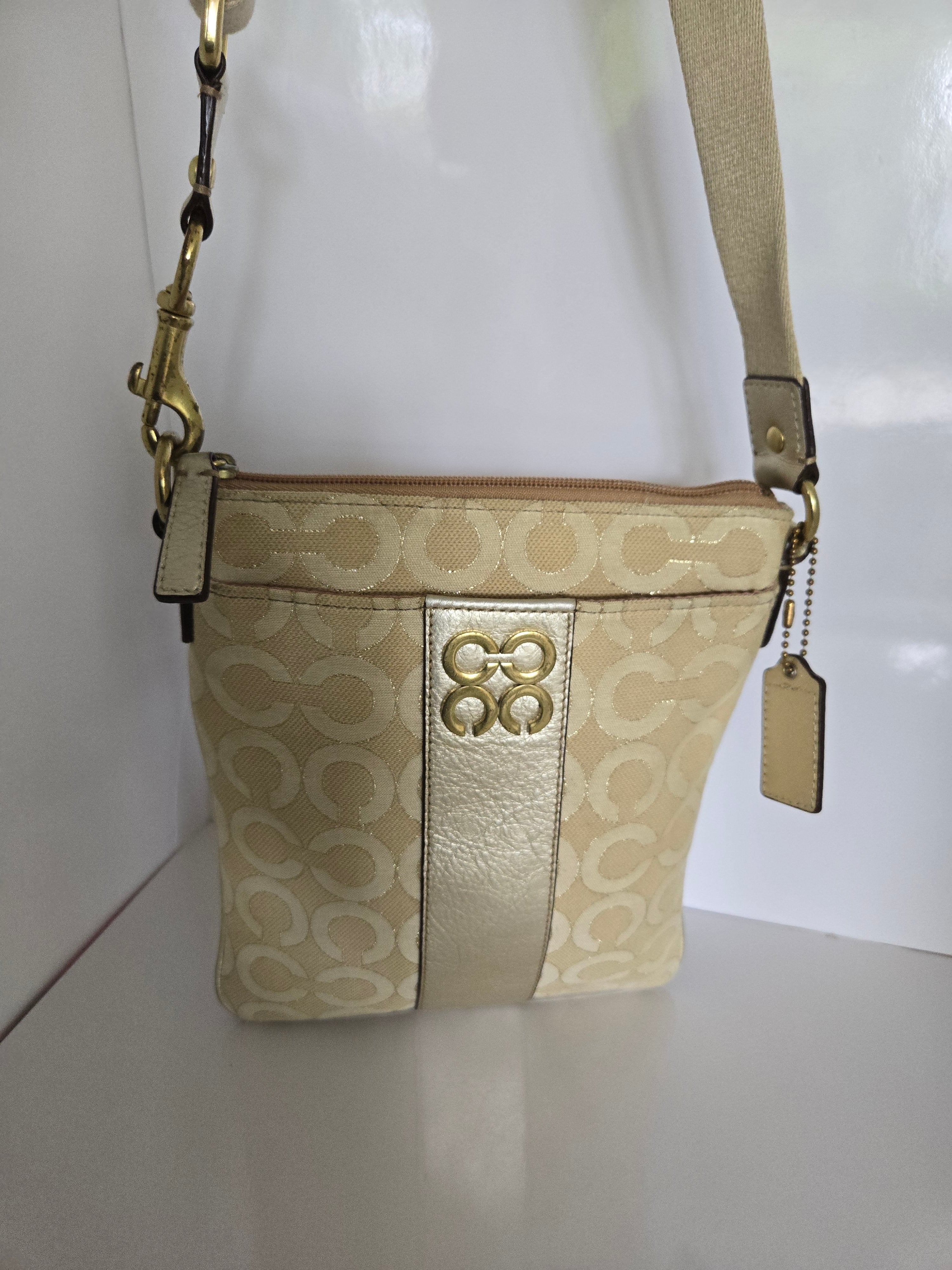 Coach Jacquard and Leather Side Bag