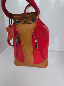 Valentina Red Leather Backpack/Top Handle/Shoulder Bag