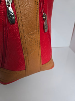 Valentina Red Leather Backpack/Top Handle/Shoulder Bag