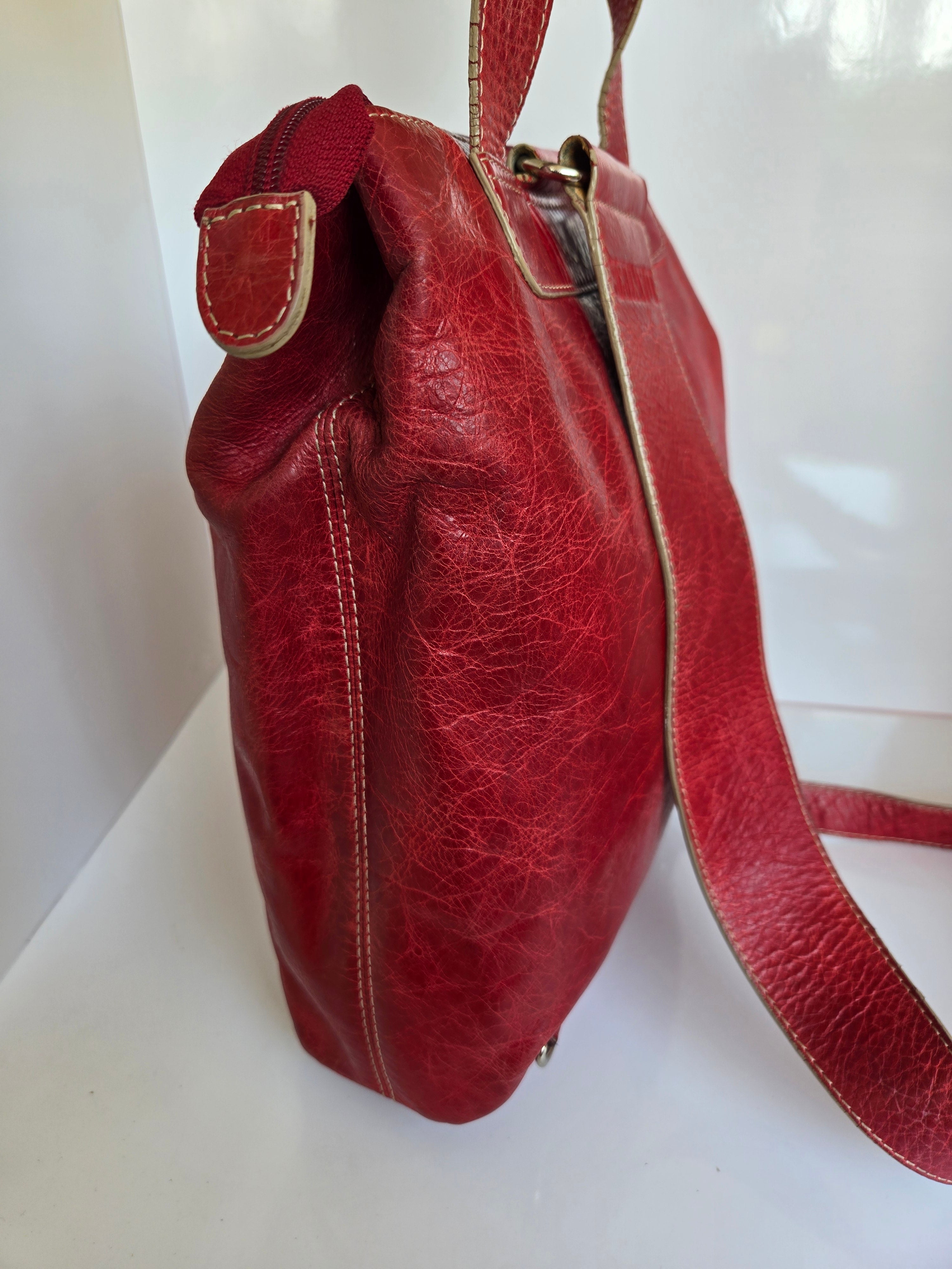 Vintage Danier Red Leather Shoulder/Sling Bag