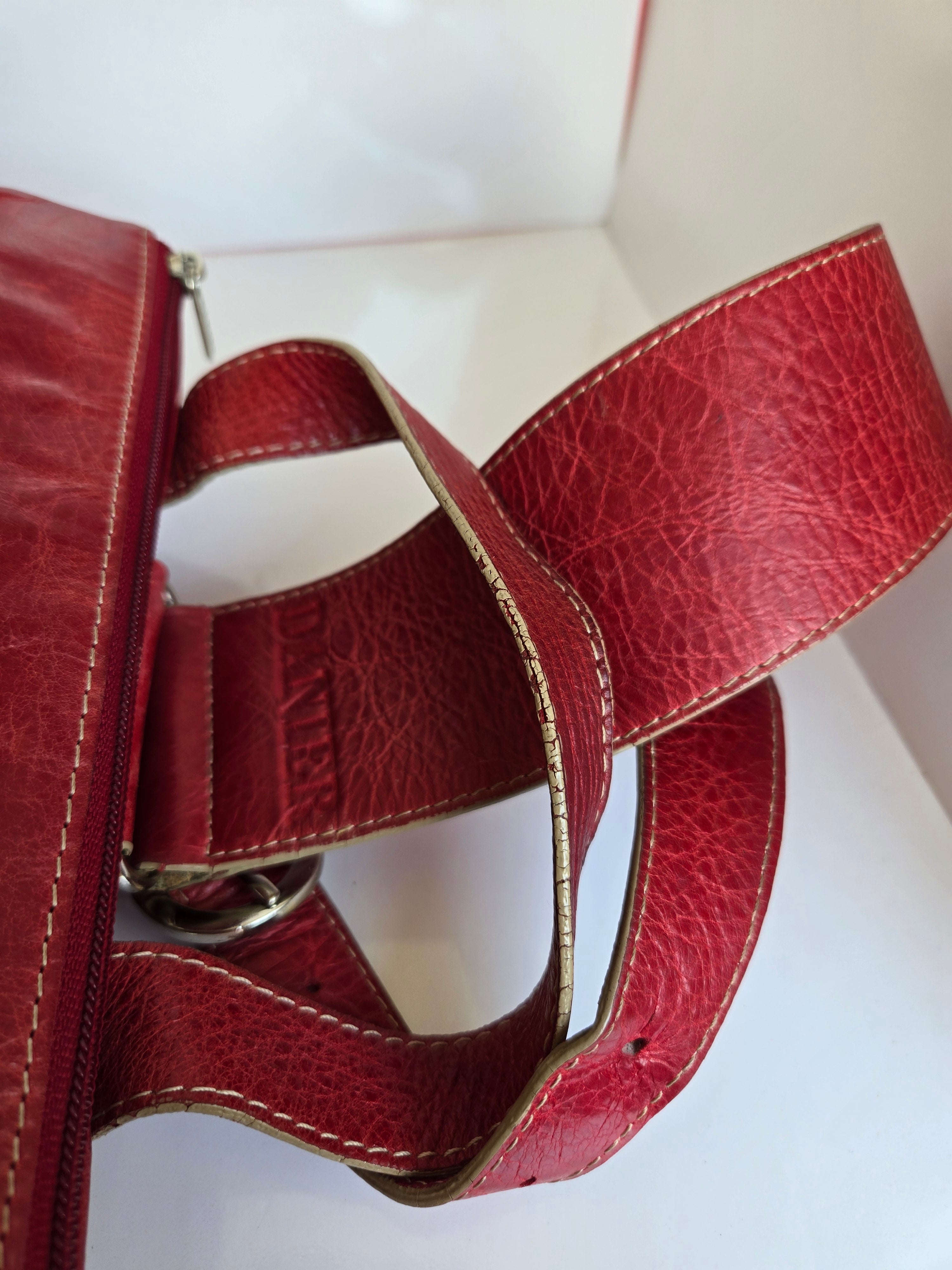 Vintage Danier Red Leather Shoulder/Sling Bag