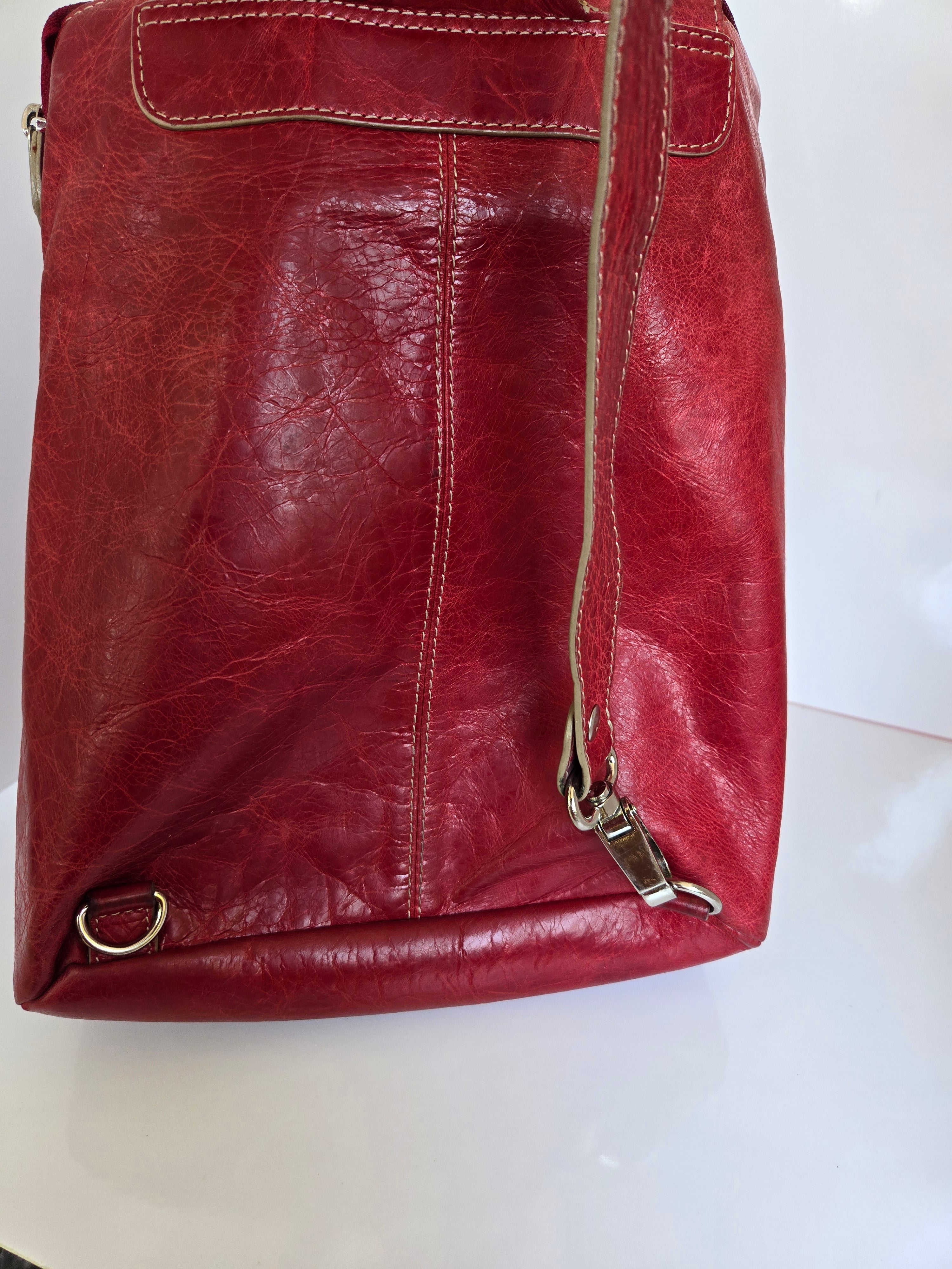 Vintage Danier Red Leather Shoulder/Sling Bag