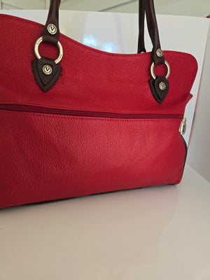 Valentina Large Red and Brown Leather Tote