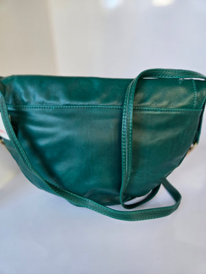 Emerald Green Italian Leather Shoulder Bag