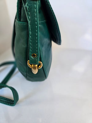 Emerald Green Italian Leather Shoulder Bag