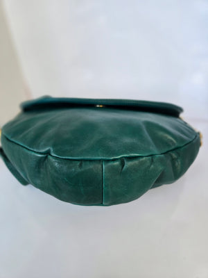 Emerald Green Italian Leather Shoulder Bag