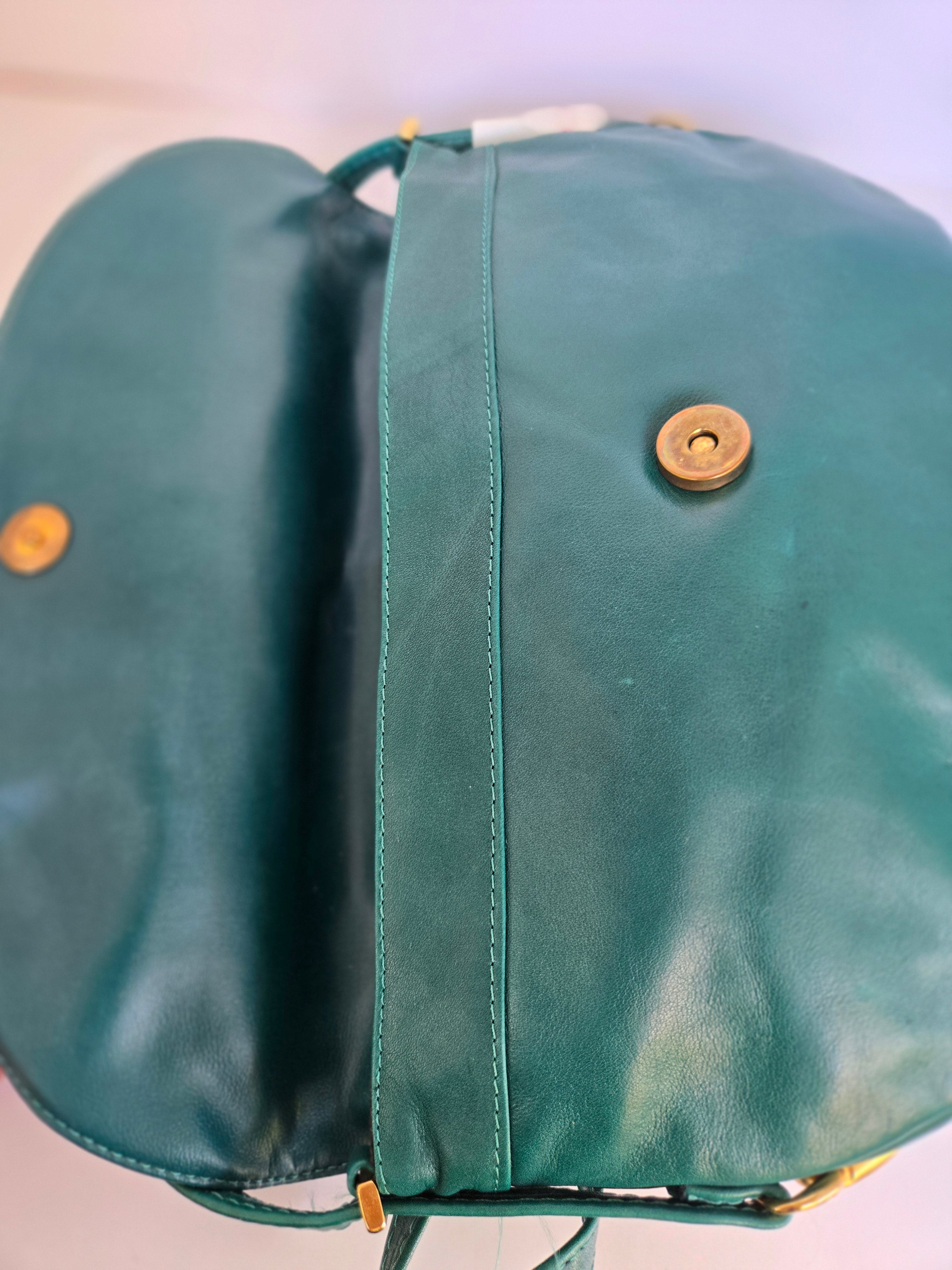 Emerald Green Italian Leather Shoulder Bag