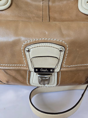 Coach Tan and Cream Leather Shoulder/Crossbody Bag