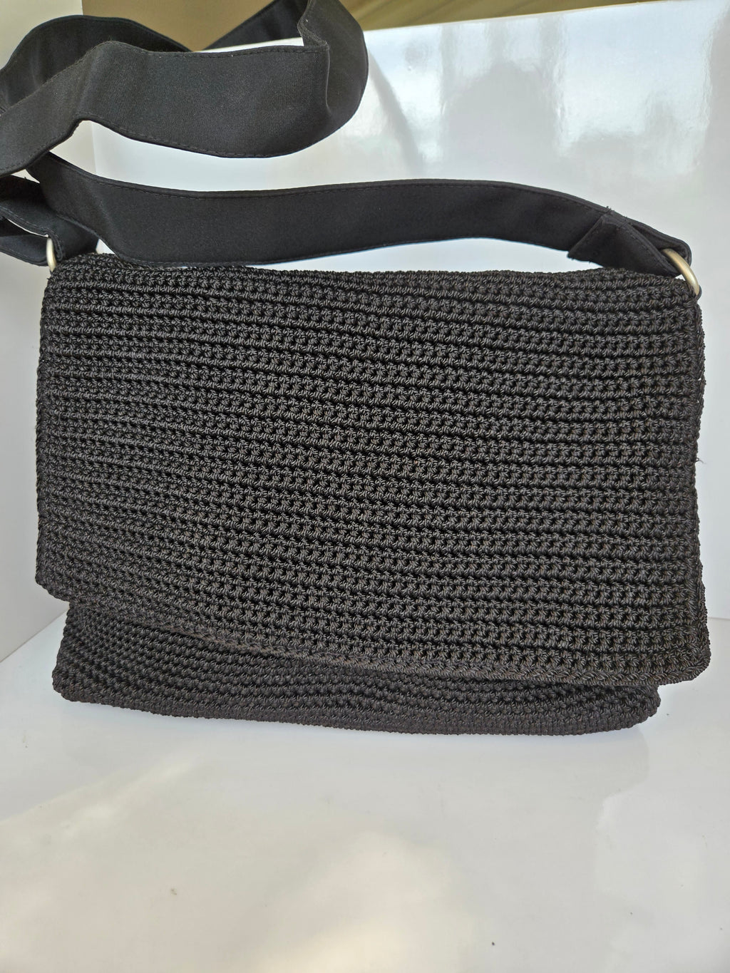 The Sak Black Woven Satchel Crossbody/Shoulder Bag