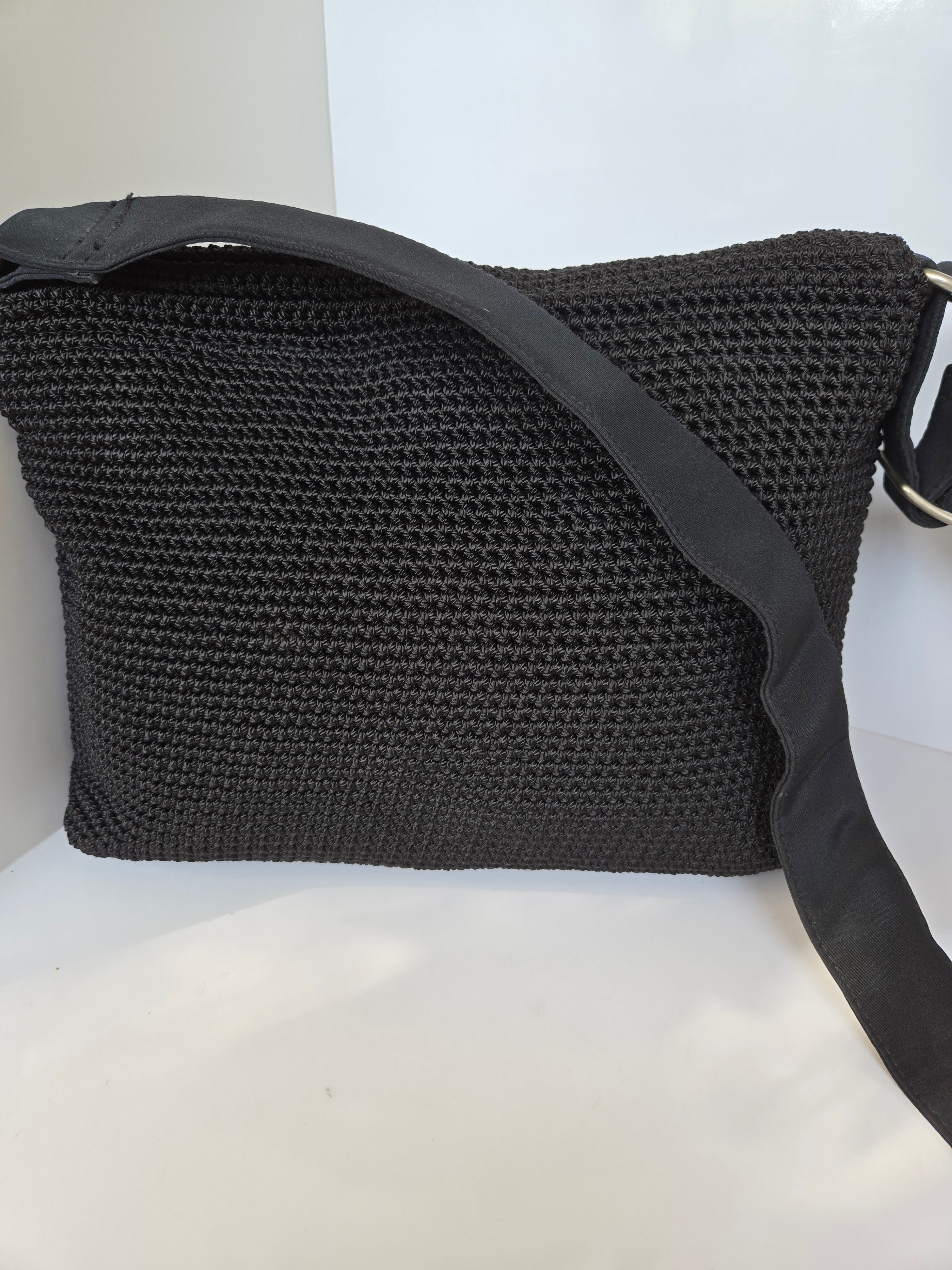 The Sak Black Woven Satchel Crossbody/Shoulder Bag