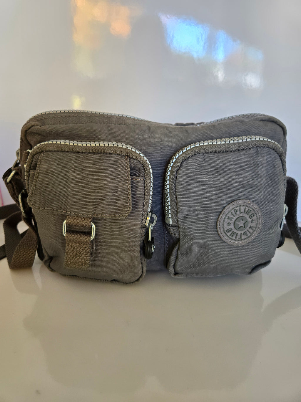 Kipling Grey Nylon Shoulder/Crossbody Bag