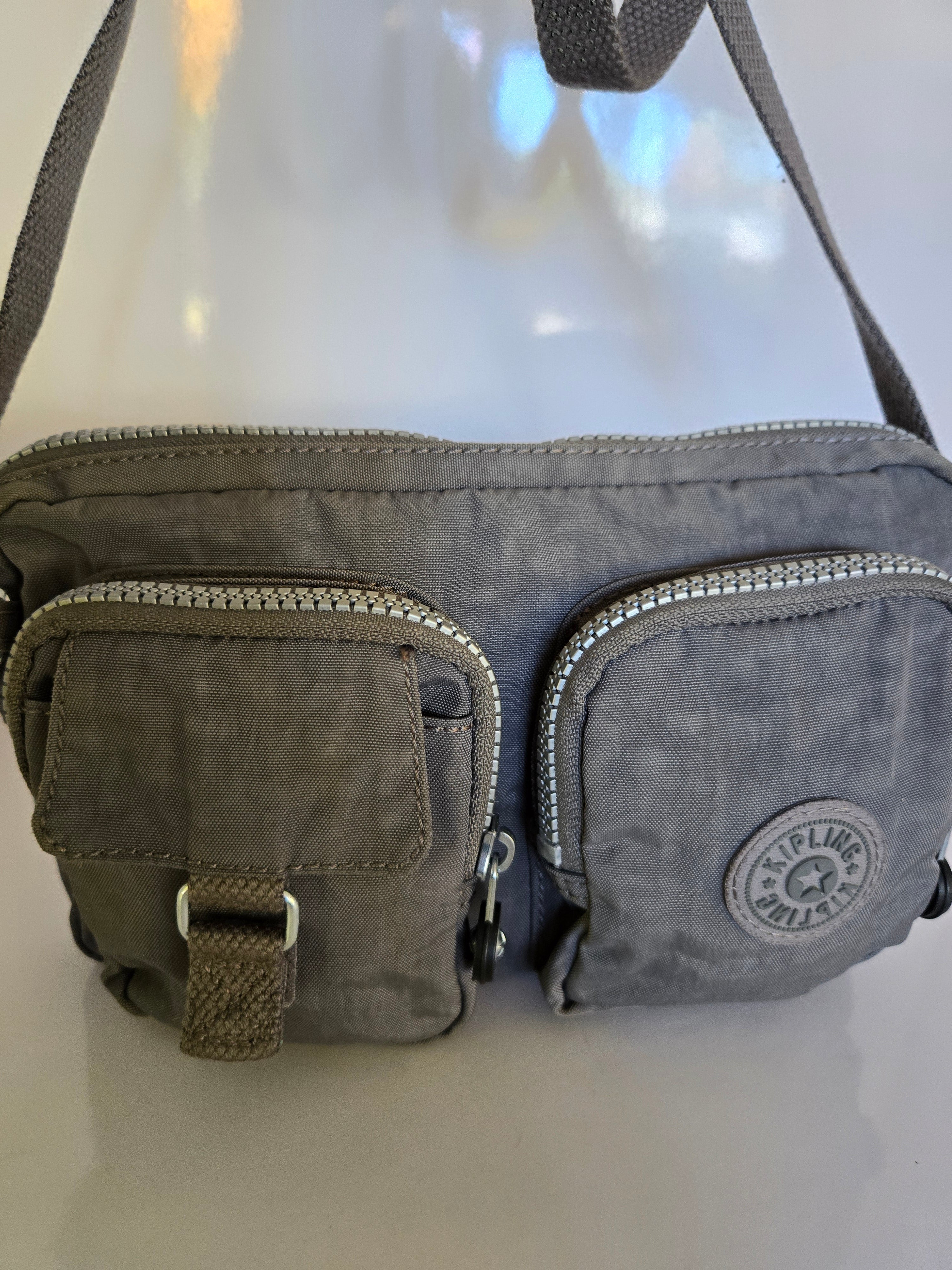 Kipling Grey Nylon Shoulder/Crossbody Bag