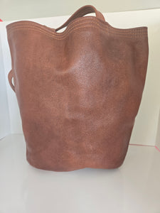 Brown Leather Bucket Style Shoulder Tote