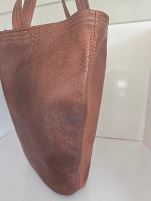 Brown Leather Bucket Style Shoulder Tote