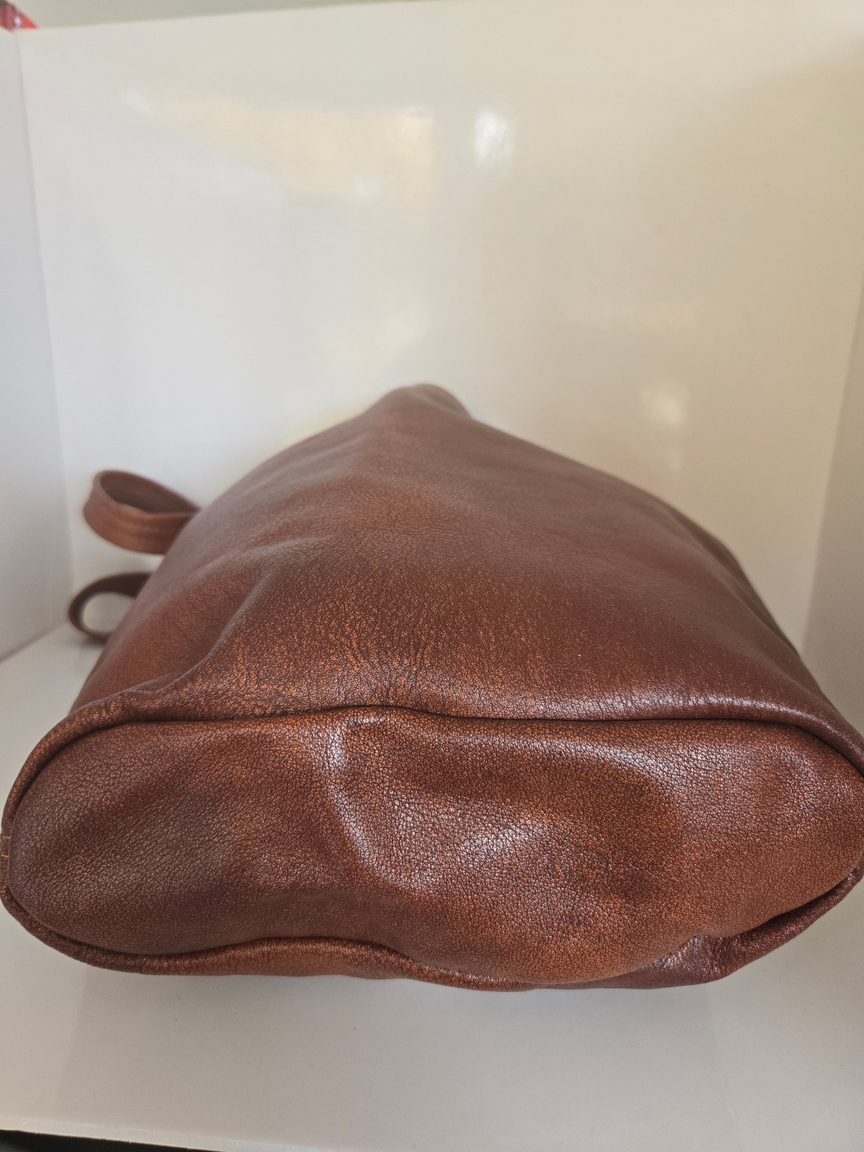 Brown Leather Bucket Style Shoulder Tote