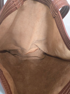 Brown Leather Bucket Style Shoulder Tote