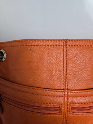 Soprano Orange Leather Shoulder/Crossbody Bag