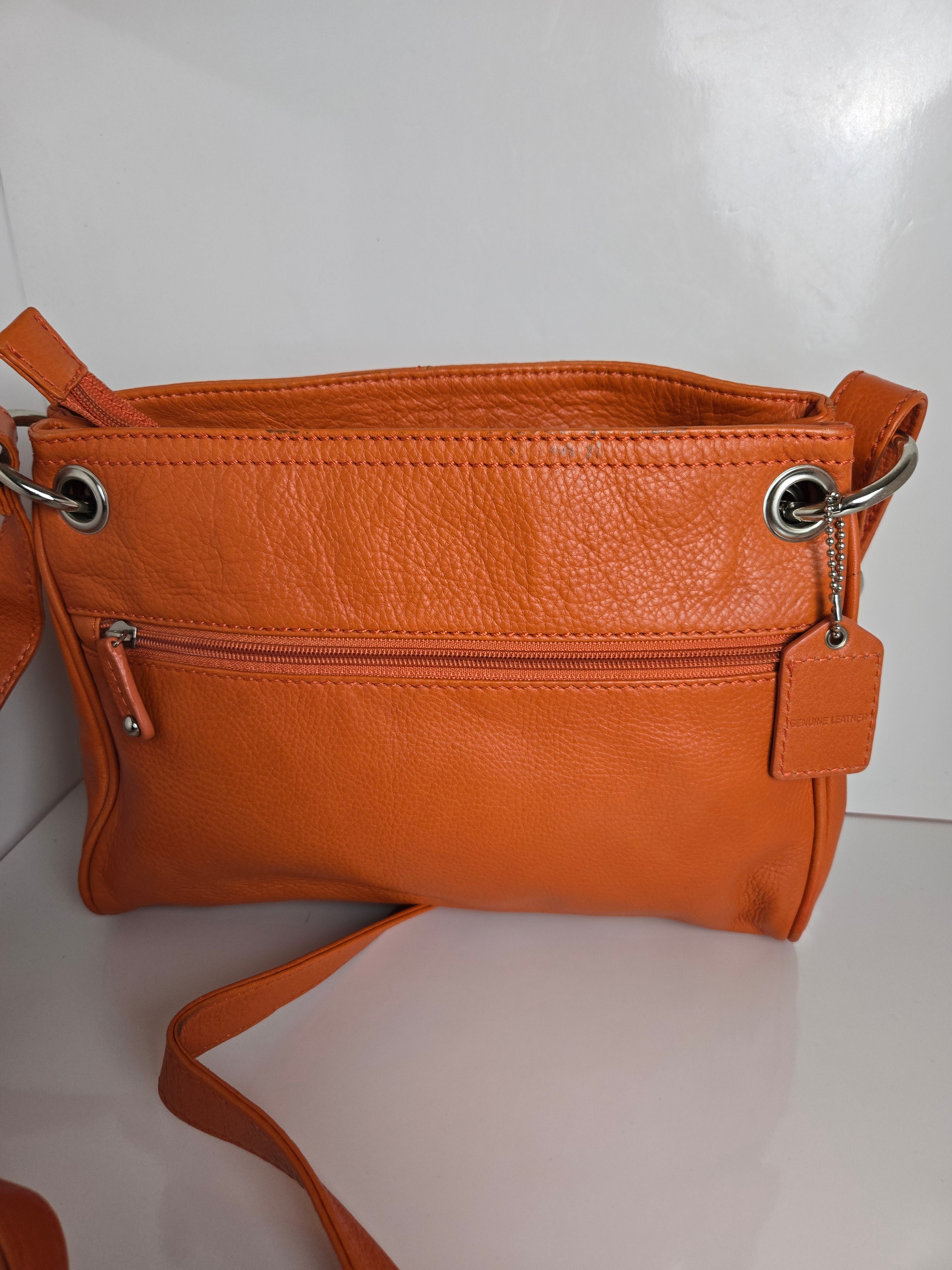 Soprano Orange Leather Shoulder/Crossbody Bag