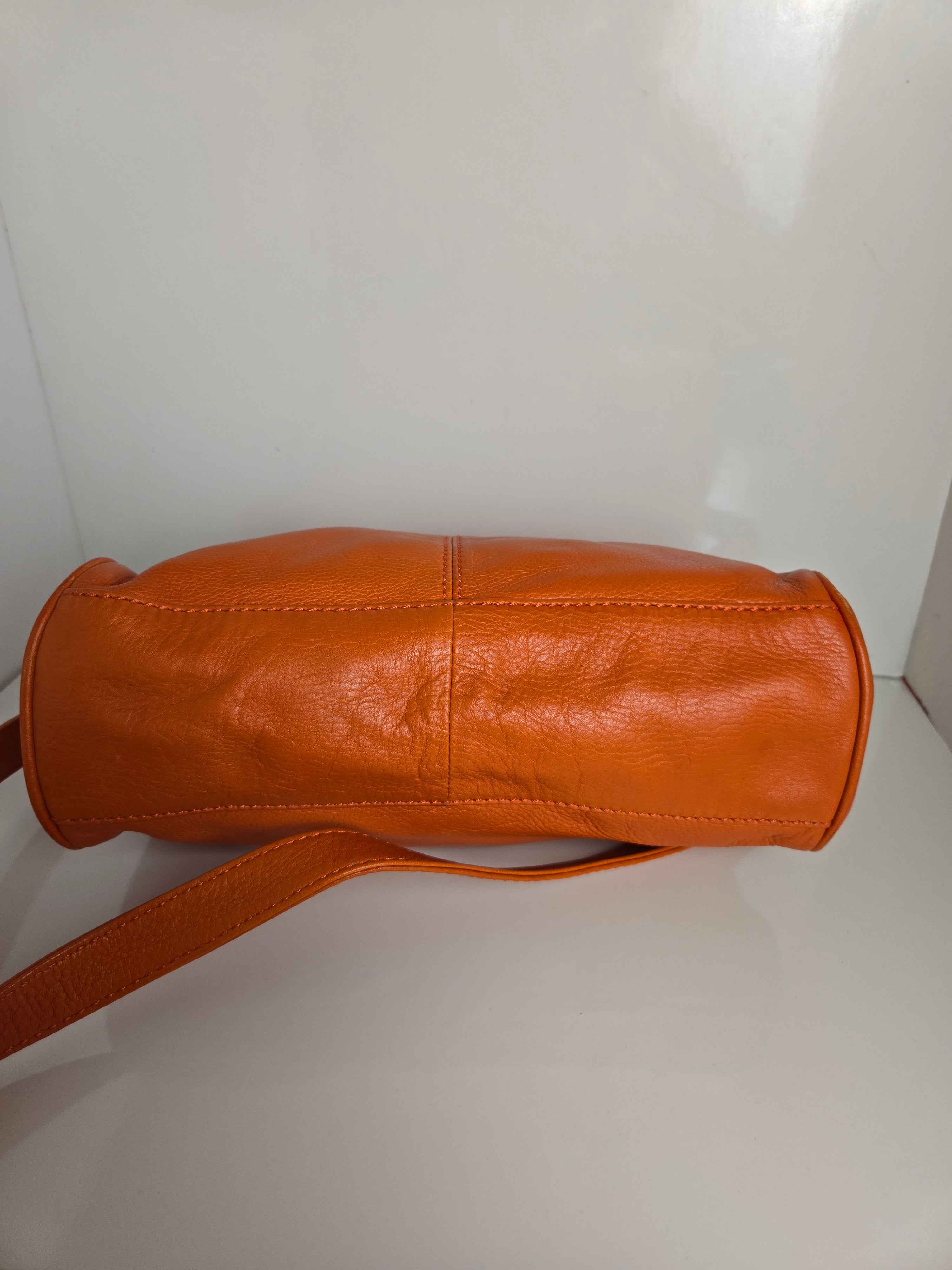 Soprano Orange Leather Shoulder/Crossbody Bag